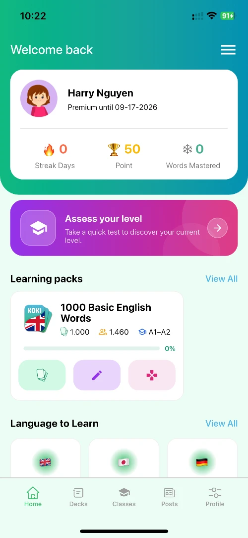 Mở app và đăng nhập